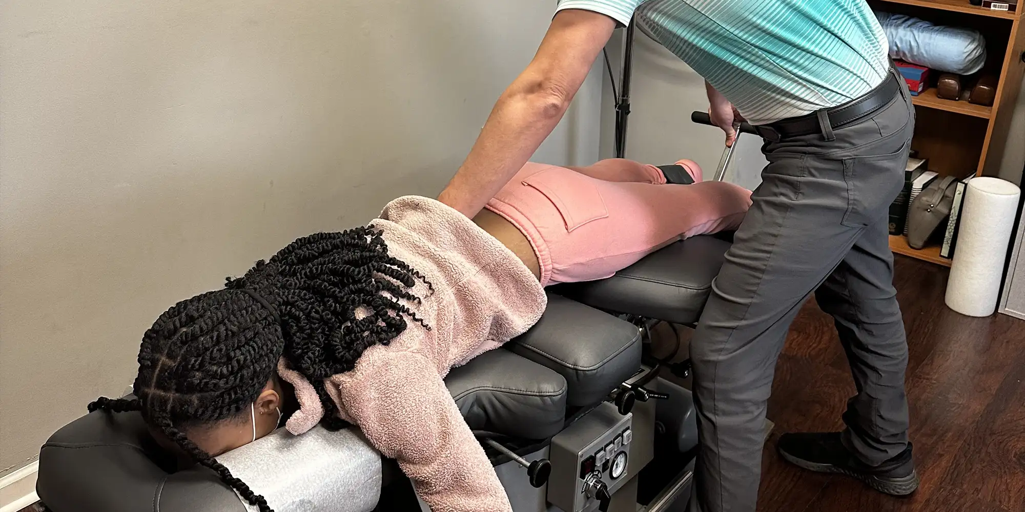 Chiropractor Columbus OH Justin Schaefer Adjusting Patient